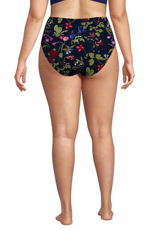 LANDS' END LANDS' END RIBBED SMOOTHING HIGH WAISTED BIKINI BOTTOMS 