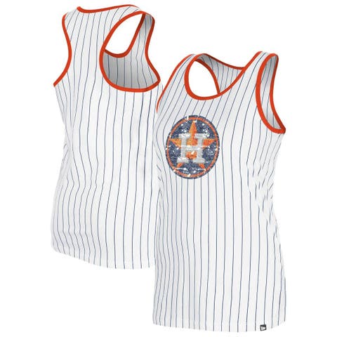 Women's New Era White Houston Astros Gameday Pinstripe Tank Top