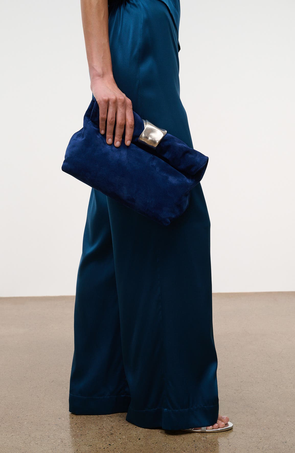 STAUD Cuff Leather Clutch, Alternate, color, Cobalt