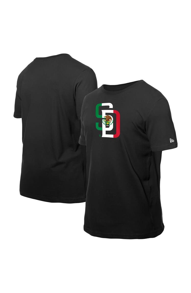 New Era Men's New Era Black San Diego Padres Mexican Flag Logo T-Shirt, Main, color, 