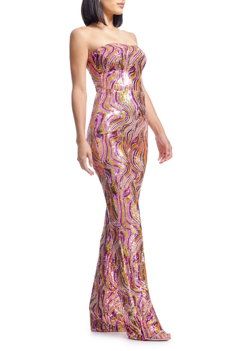 Andy Sequin Strapless Jumpsuit, Alternate, color, BRIGHT FUCHSIA MULTI