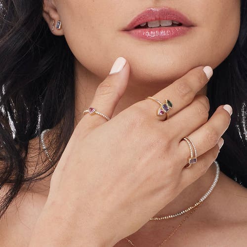 Elliot Young 14k Gold Knife Edge Triple Gemstone Ring Teal Tourmaline, Pink Tourmaline , Tanzanite In Multi