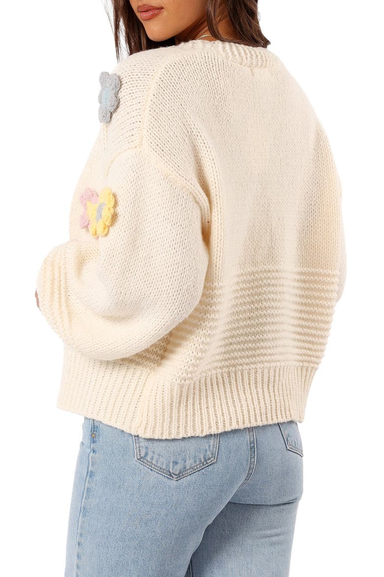 Sienna 3D Flower Cardigan, Alternate, color, CREAM
