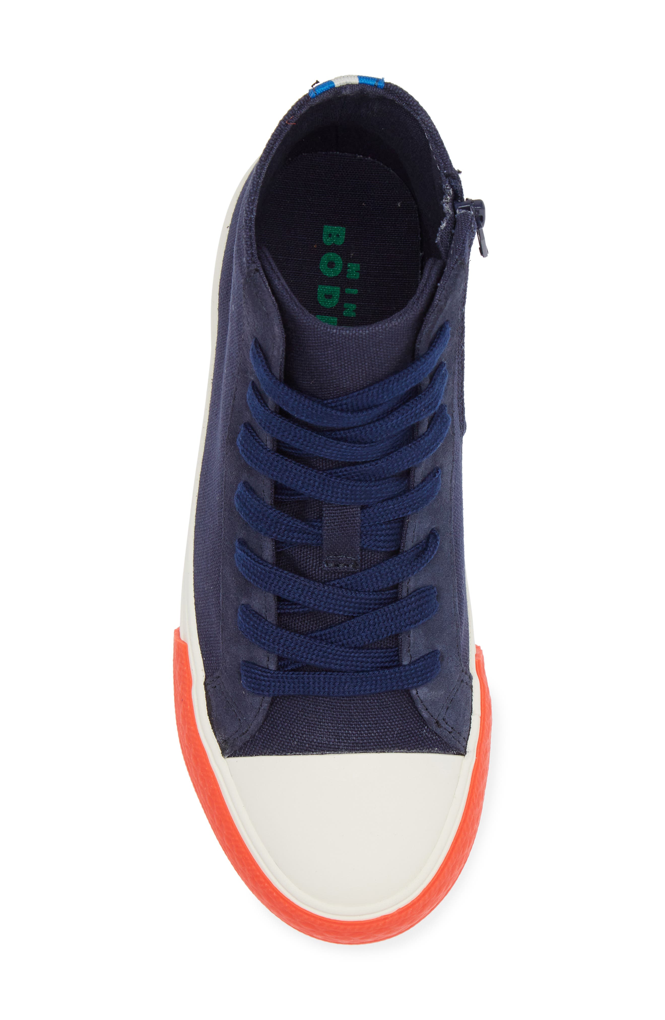 Mini Boden Kids' Contrast High Top Sneaker, Alternate, color, Navy Blue