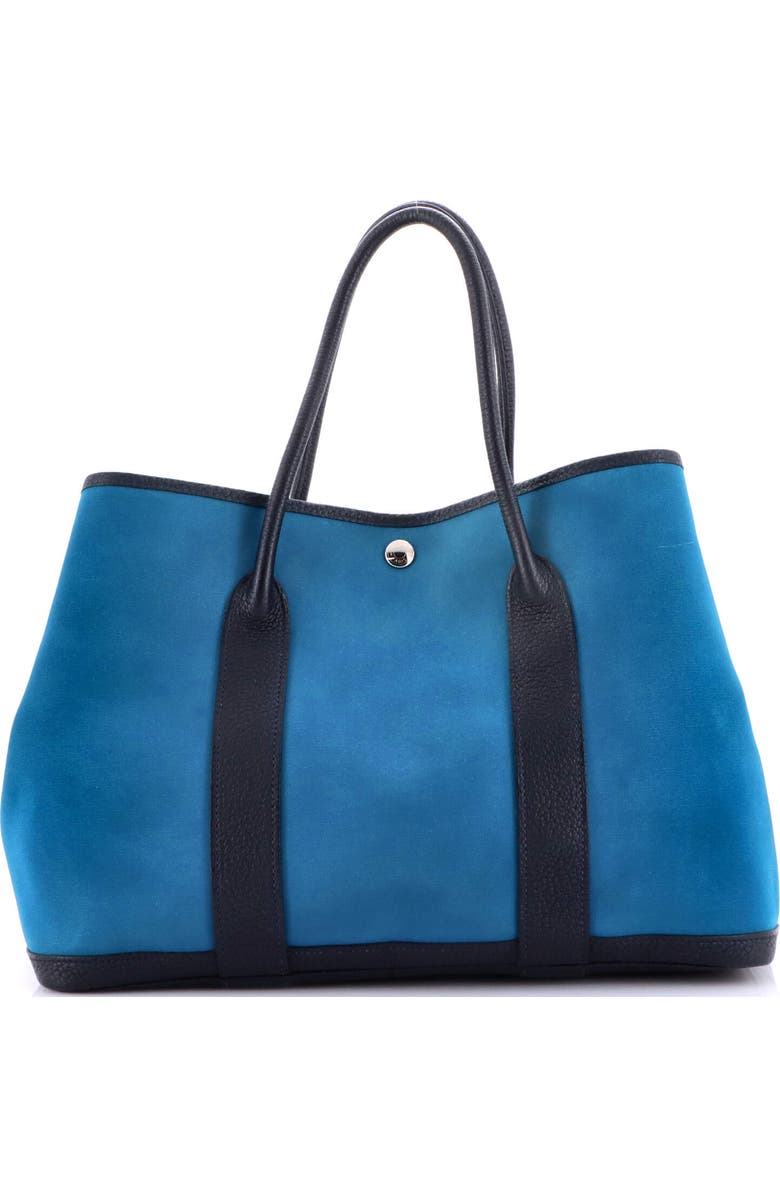 Pre-Owned Hermes Garden Party Tote Toile and Leather 36, Alternate, color, Bleu Izmir