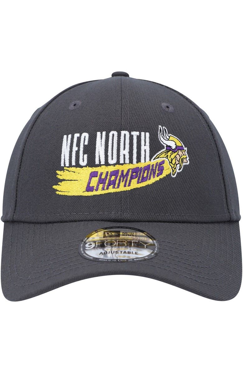 New Era Graphite Minnesota Vikings 2022 NFC North Division Champions 9FORTY Adjustable Hat, Alternate, color,