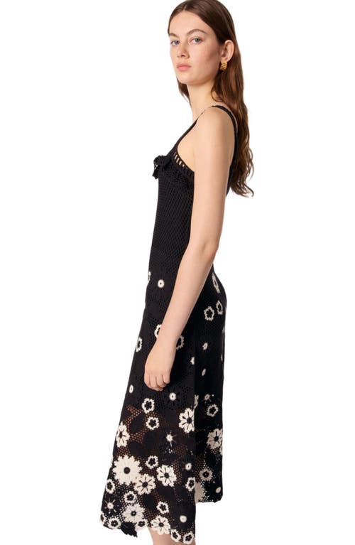 Maje Womens Bicolore Sleeveless Floral-pattern Cotton-crochet Midi Dress In Multi