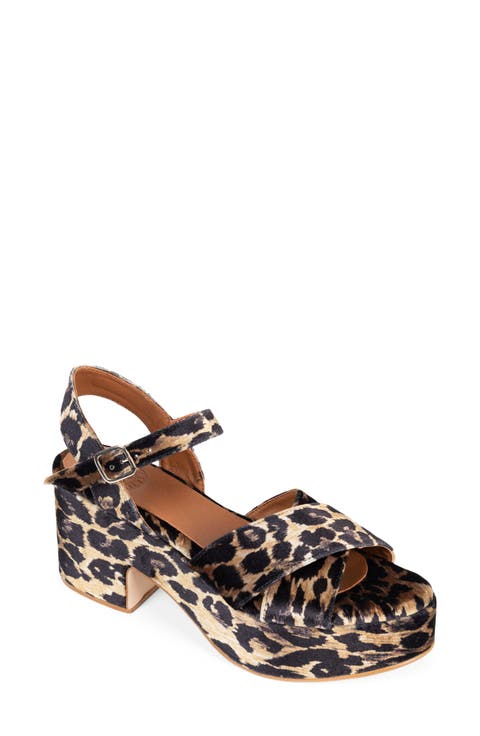 Azalea Leopard Velvet Platform Sandal