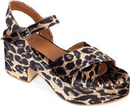Penelope Chilvers Azalea Leopard Velvet Platform Sandal
