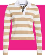 DKNY Jeans Striped Long Sleeve Polo Sweater