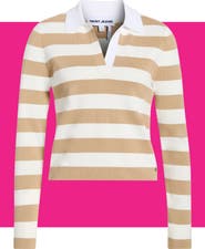 DKNY Jeans Striped Long Sleeve Polo Sweater