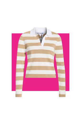 Striped Long Sleeve Polo Sweater