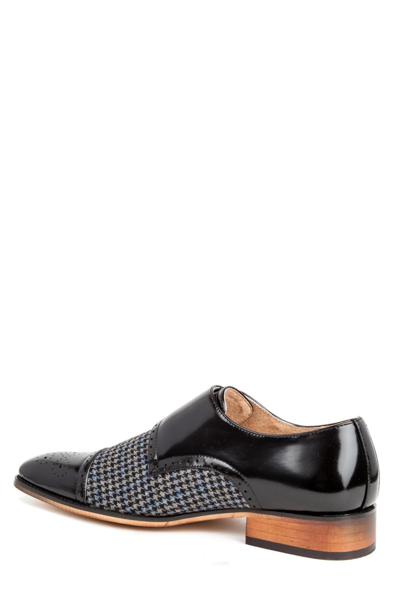 Gino Vitale Houndstooth Monk Shoe, Alternate, color, Black