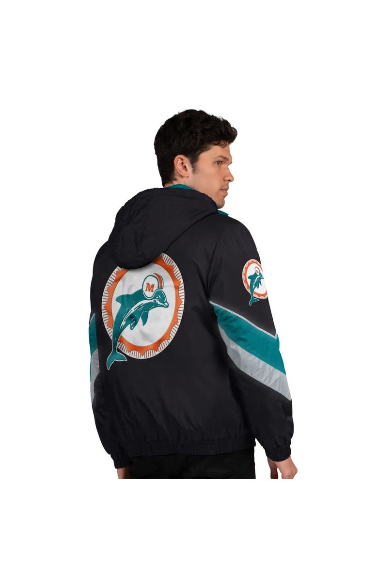 STARTER Men's Starter Black Miami Dolphins Thursday Night Gridiron Vintage Logo Full-Zip Hoodie, Alternate, color, Black