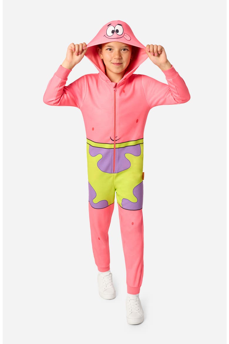 Kids' SpongeBob® Patrick One-Piece Hooded Jumpsuit, Main, color, PINK