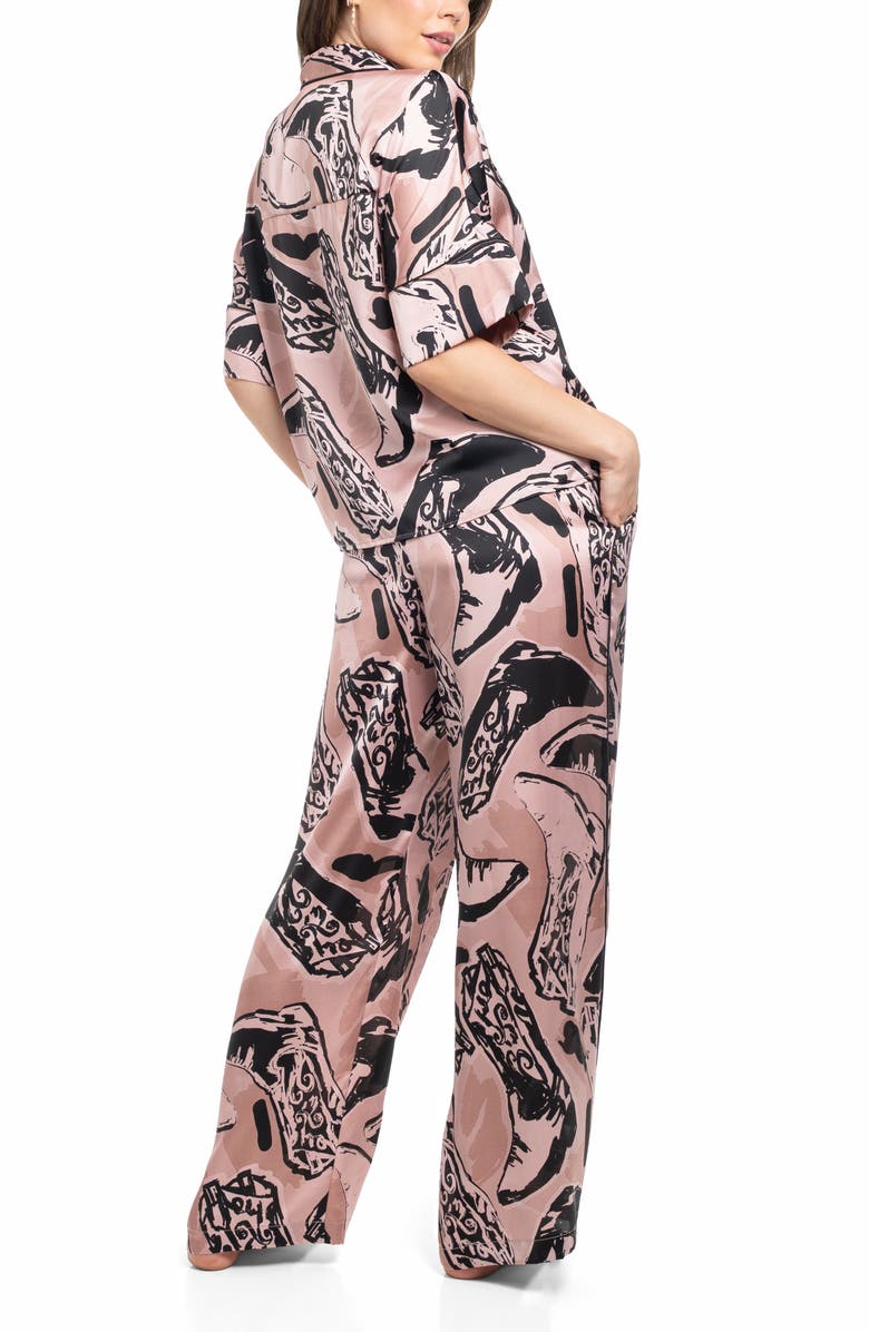 Midnight Bakery Cowboy Print Satin Pajamas, Alternate, color,