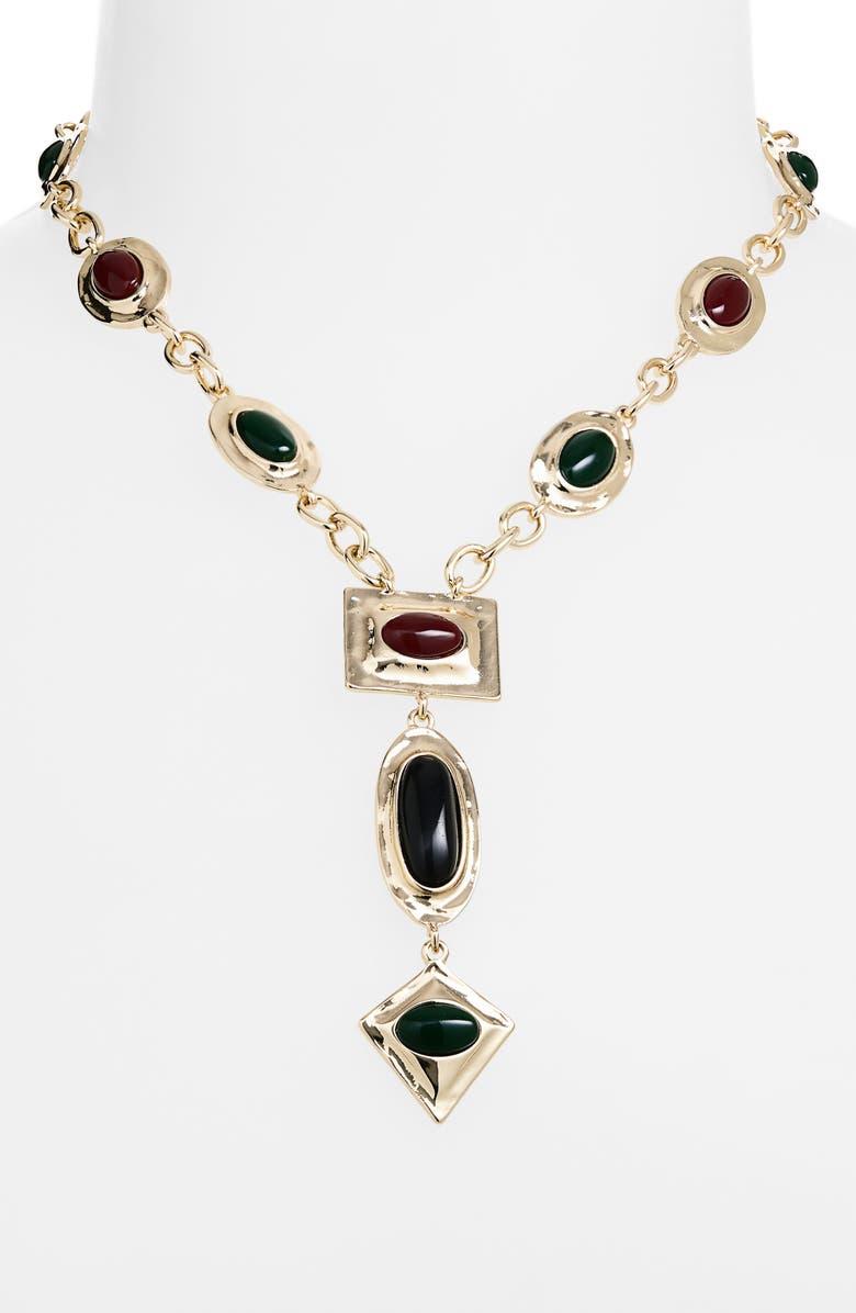 Tasha Stone Lariat Necklace, Alternate, color, Gold Multi