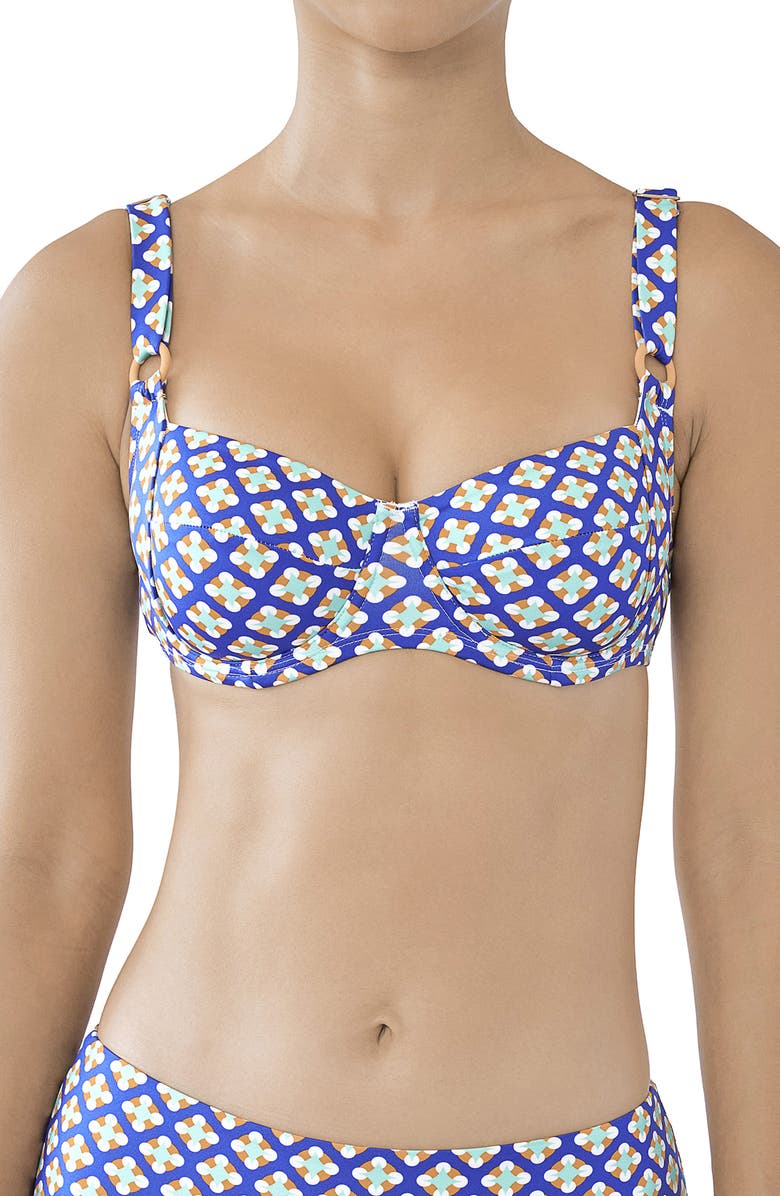 Huit Underwire Balconette Bikini Top, Main, color, Blue Print