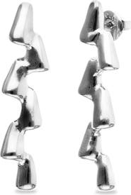 UNODE50 Long Earrings Plated In Embossed Sterling Silver