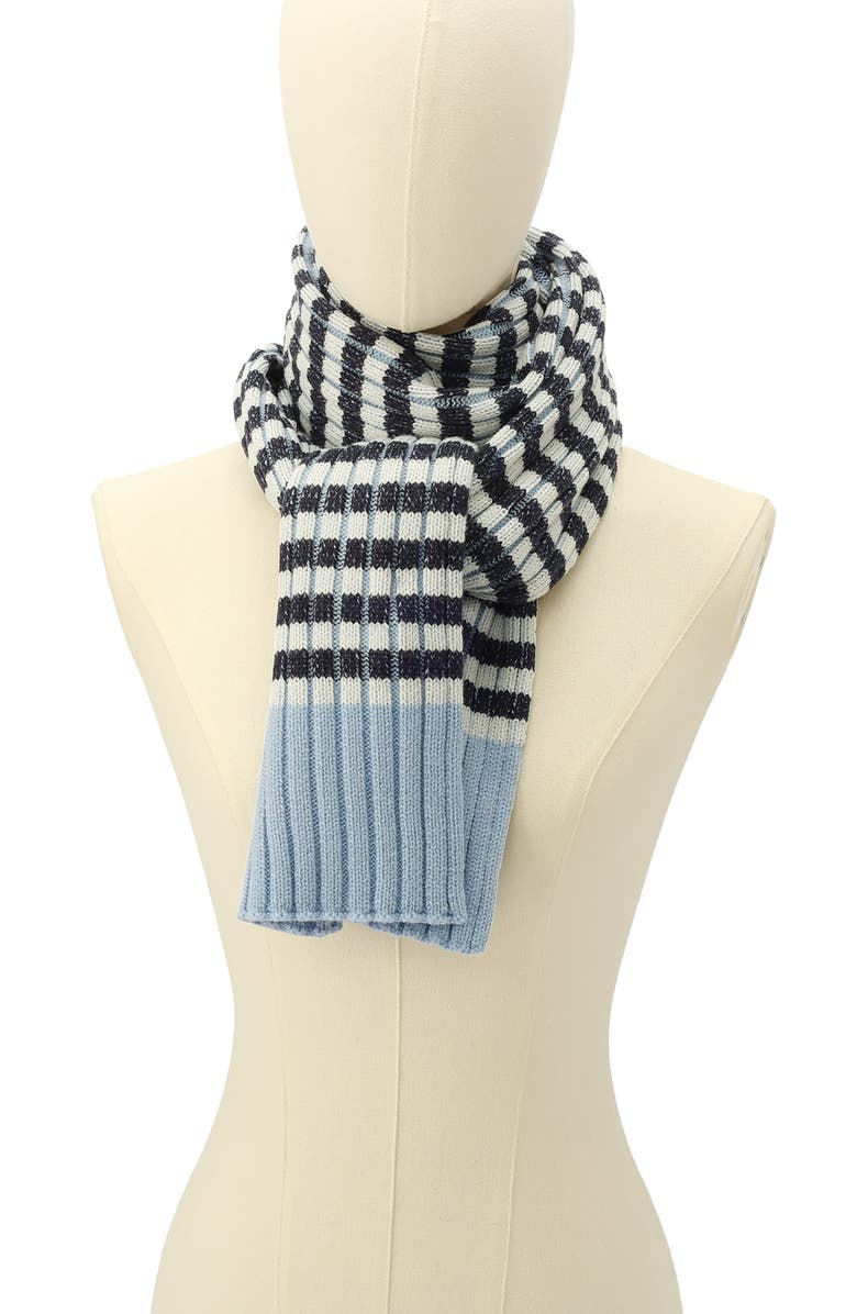 Kate Spade New York stripe rib scarf, Alternate, color, Blue Multi