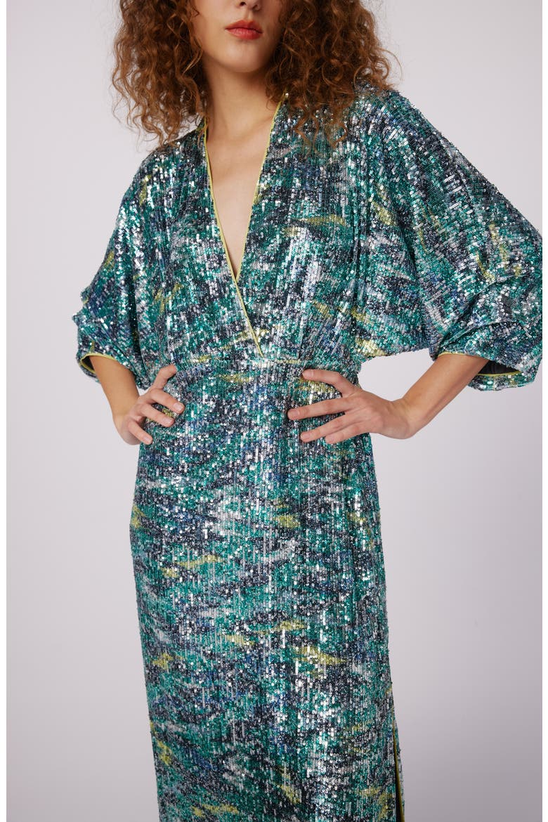 Jessel Sequin Maxi Dress, Alternate, color, FLAMES