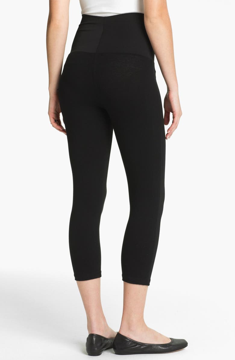 Maternal America Post Support Crop Maternity Leggings, Alternate, color, Black