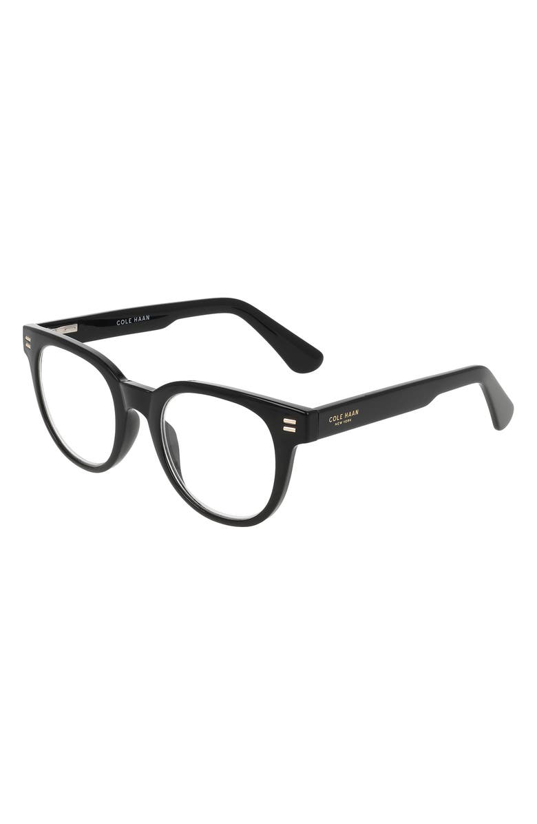 Cole Haan 47mm Round Reading Glasses, Alternate, color, Black