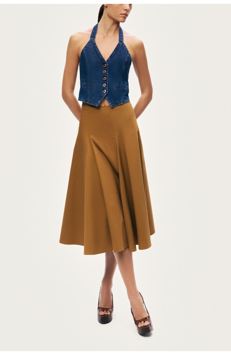 Nocturne Flared Midi Skirt, Alternate, color, Camel