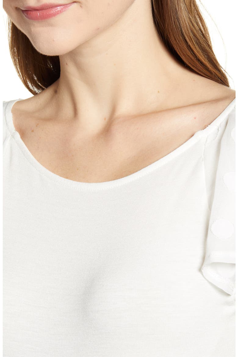 Dot Chiffon Flutter Sleeve Top, Alternate, color, IVORY