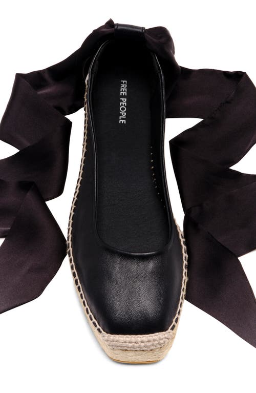 Free People Starboard Ankle Wrap Platform Espadrille In Black