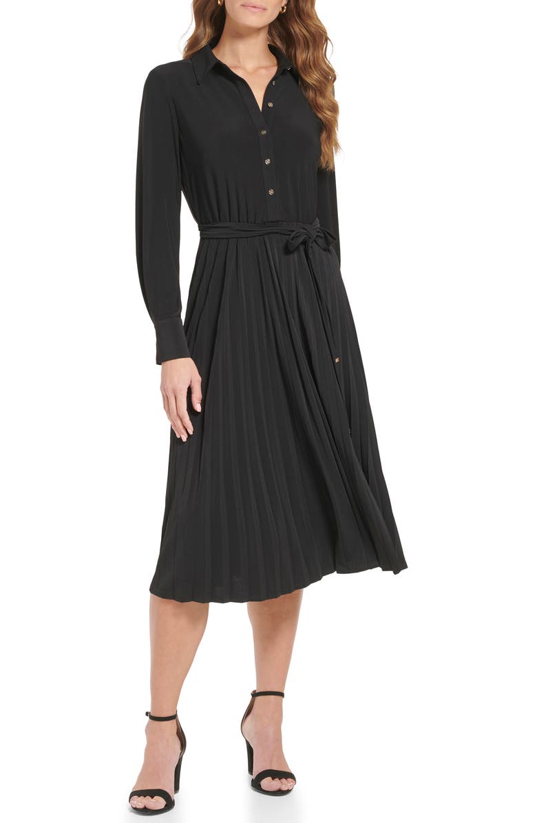 Tommy Hilfiger Long Sleeve Pleated Shirtdress, Main, color,