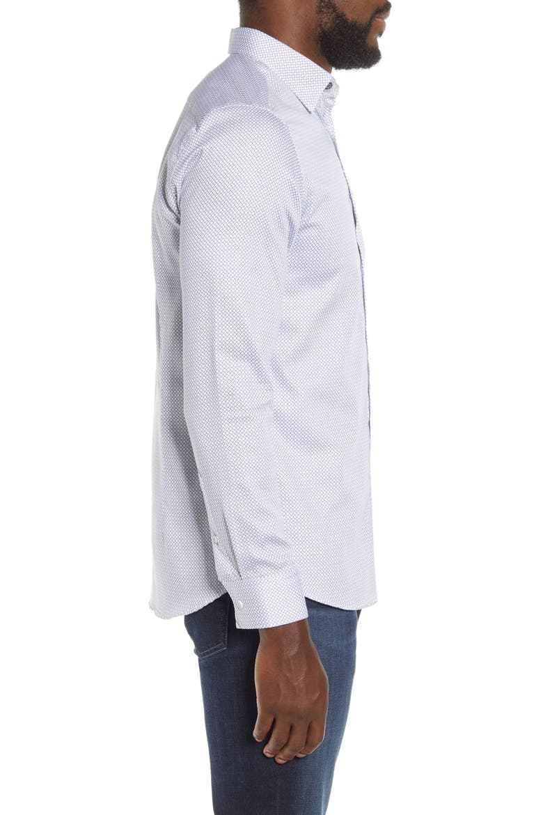 Slim Fit Geo Print Button-Up Shirt, Alternate, color, WHITE