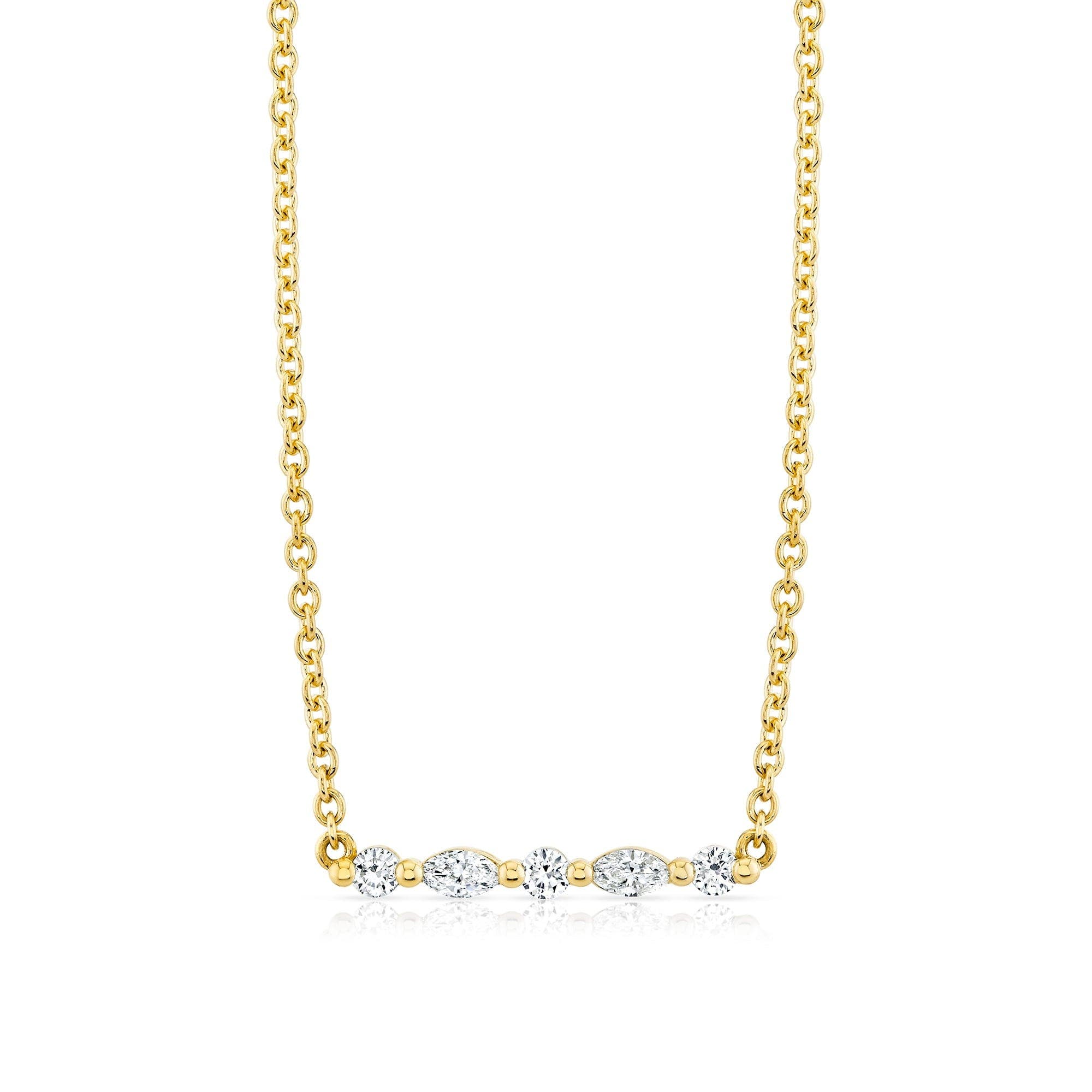 Michael M Mini Montage Marquise And Round Cut Diamond Bar Necklace In 18k Yellow Gold