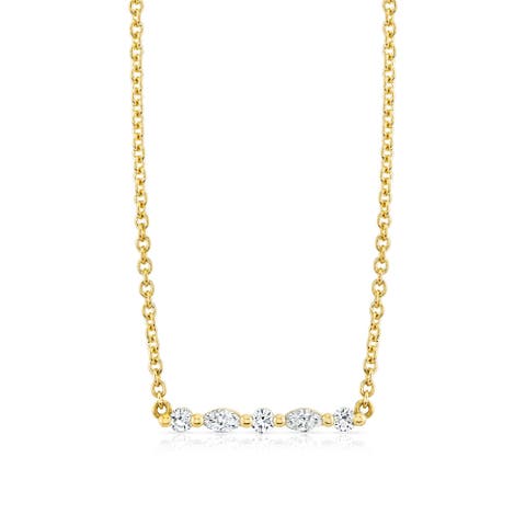Mini Montage Marquise and Round Cut Diamond Bar Necklace