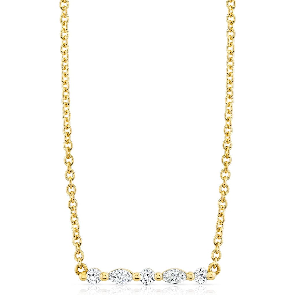 Michael M Mini Montage Marquise And Round Cut Diamond Bar Necklace In 18k Yellow Gold