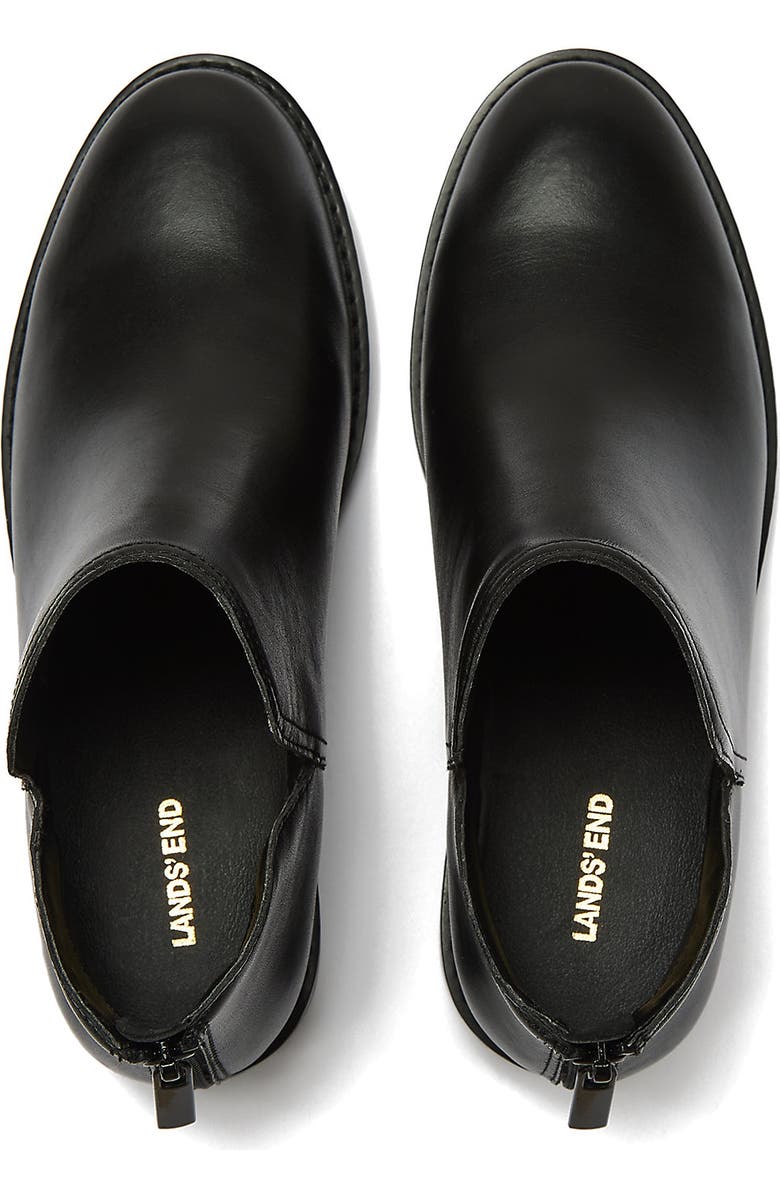 Lands' End Essential Zip Up Ankle Booties, Alternate, color, Black Leather