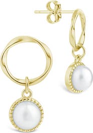 Sterling Forever Cline Cultured Pearl Drop Earrings