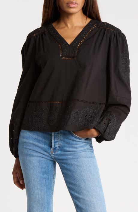 Embroidered Blouson Sleeve Top