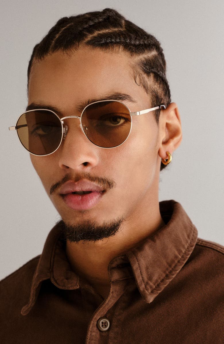 Le Specs Odyssey 51mm Round Sunglasses, Alternate, color, Gold/ Light Brown Mono