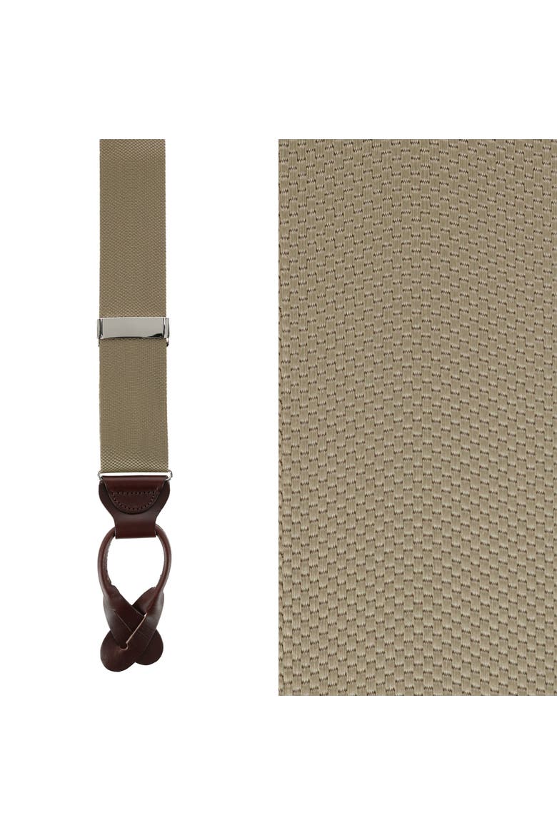 Big & Tall Hudson Solid Button End Suspenders (braces), Main, color, Dark Khaki