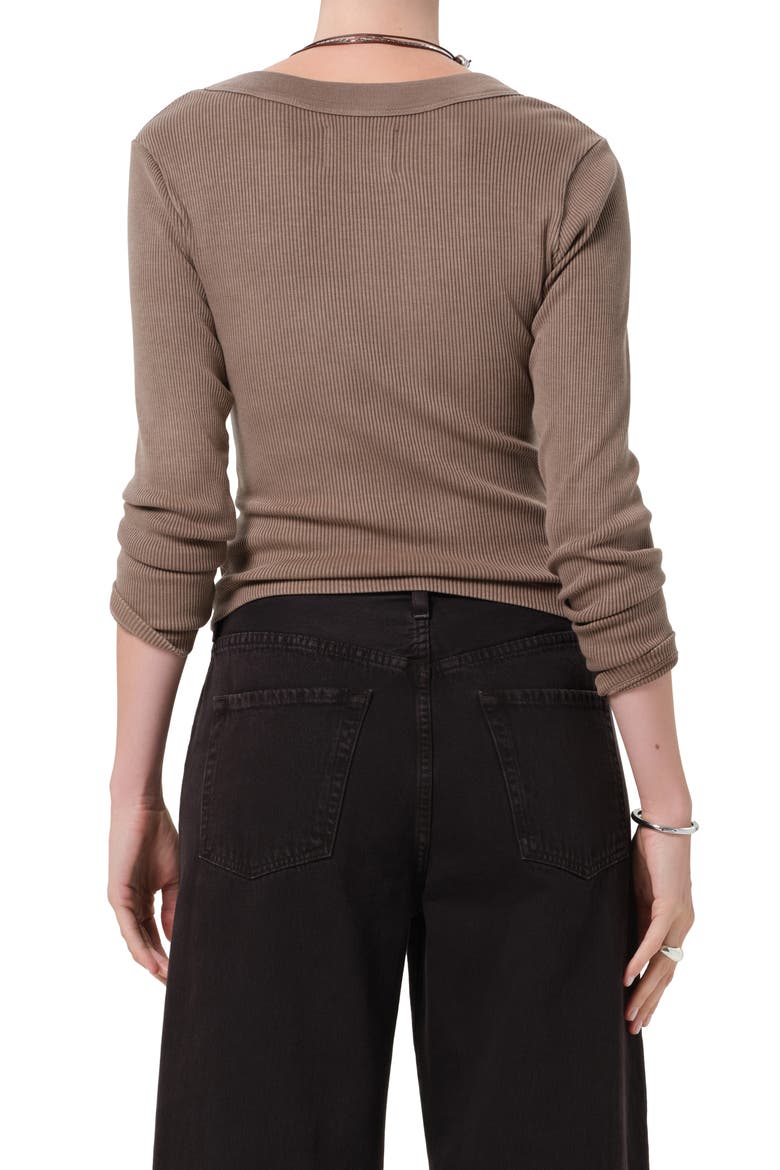Varra Rib Henley, Alternate, color, COCOA MD GREY BROWN
