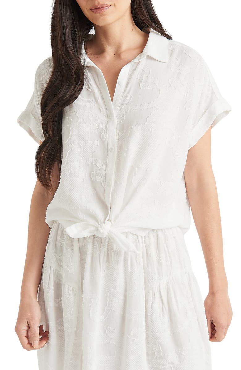 Splendid Kathyrn Jacquard Button-Up Blouse, Main, color,