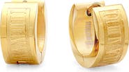 HMY JEWELRY 18K Yellow Gold Plated Stainless Steel Roman Numeral Stamped 13mm Huggie Hoop Earrings
