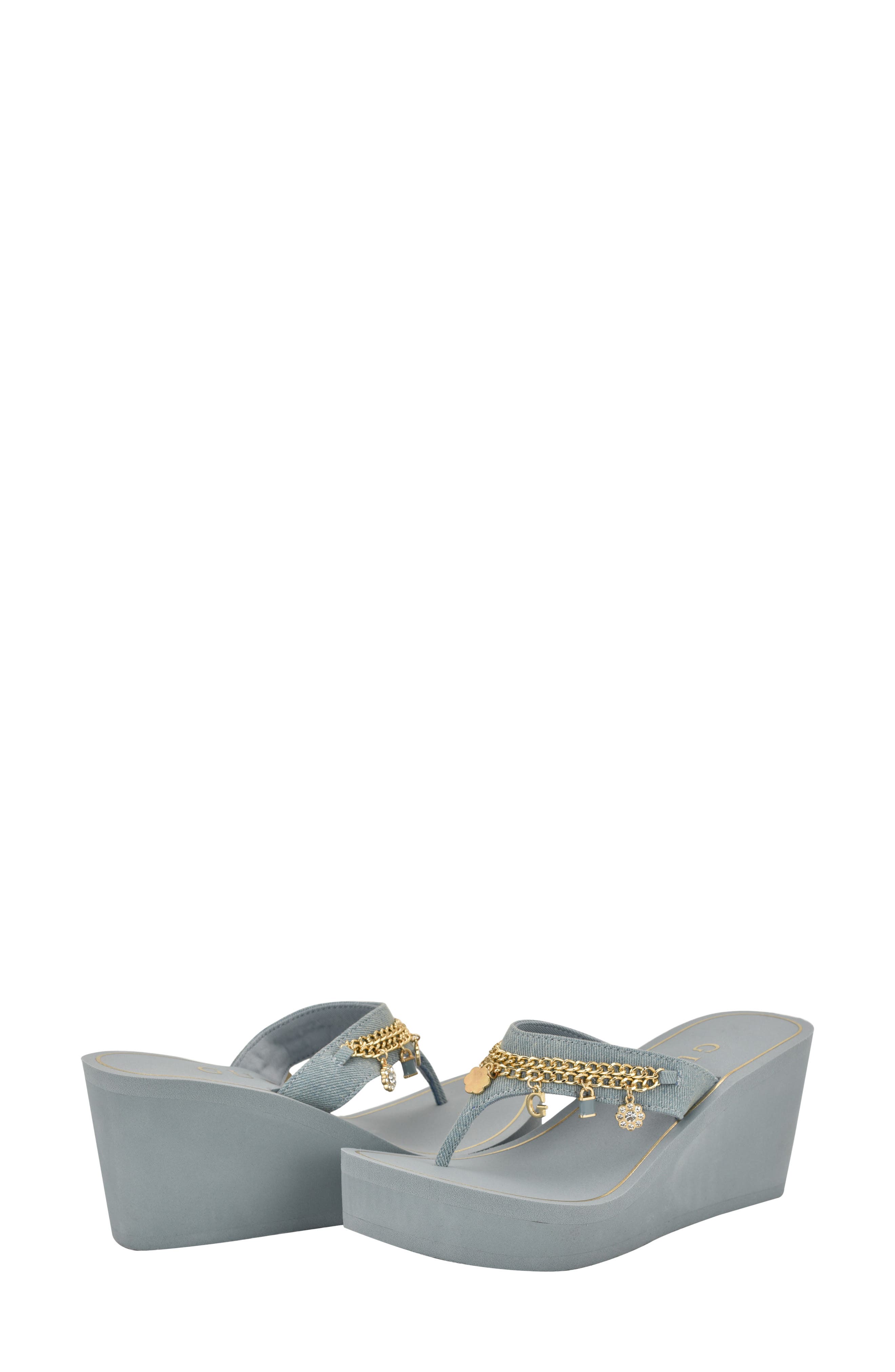GUESS Sutton Platform Wedge Sandal, Alternate, color, Light Blue