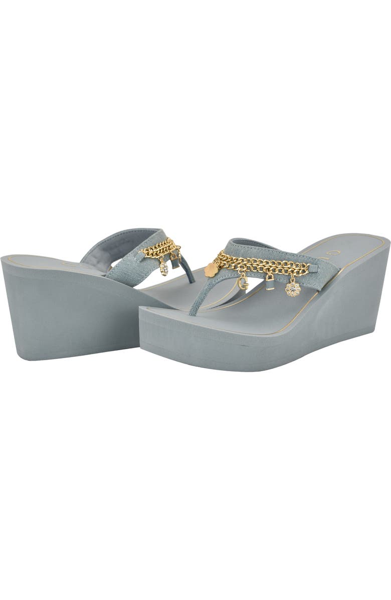 GUESS Sutton Platform Wedge Sandal, Alternate, color, Light Blue