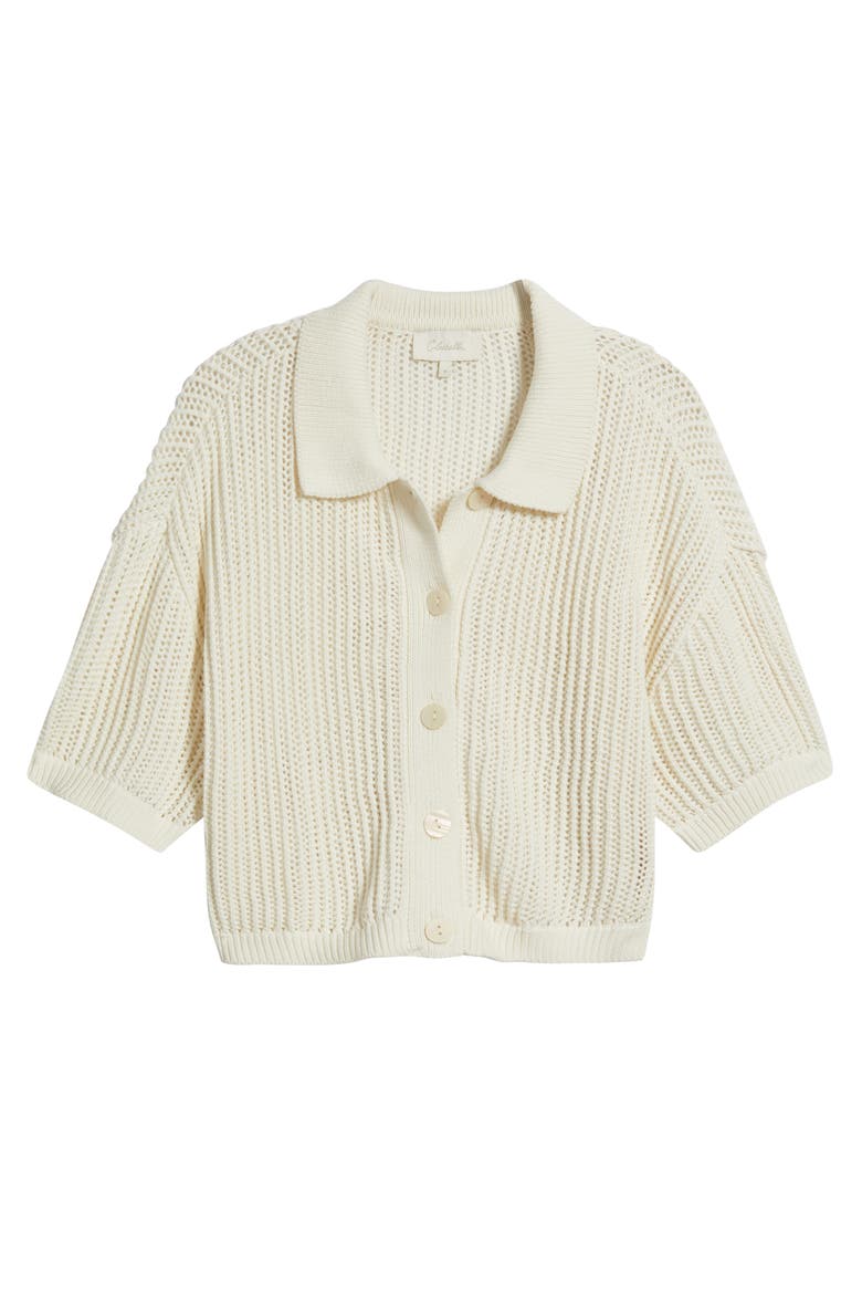 Peri Open Stitch Organic Cotton Cardigan, Alternate, color, IVORY