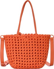Madison West Open Weave Tote Bag with Zip Pouch
