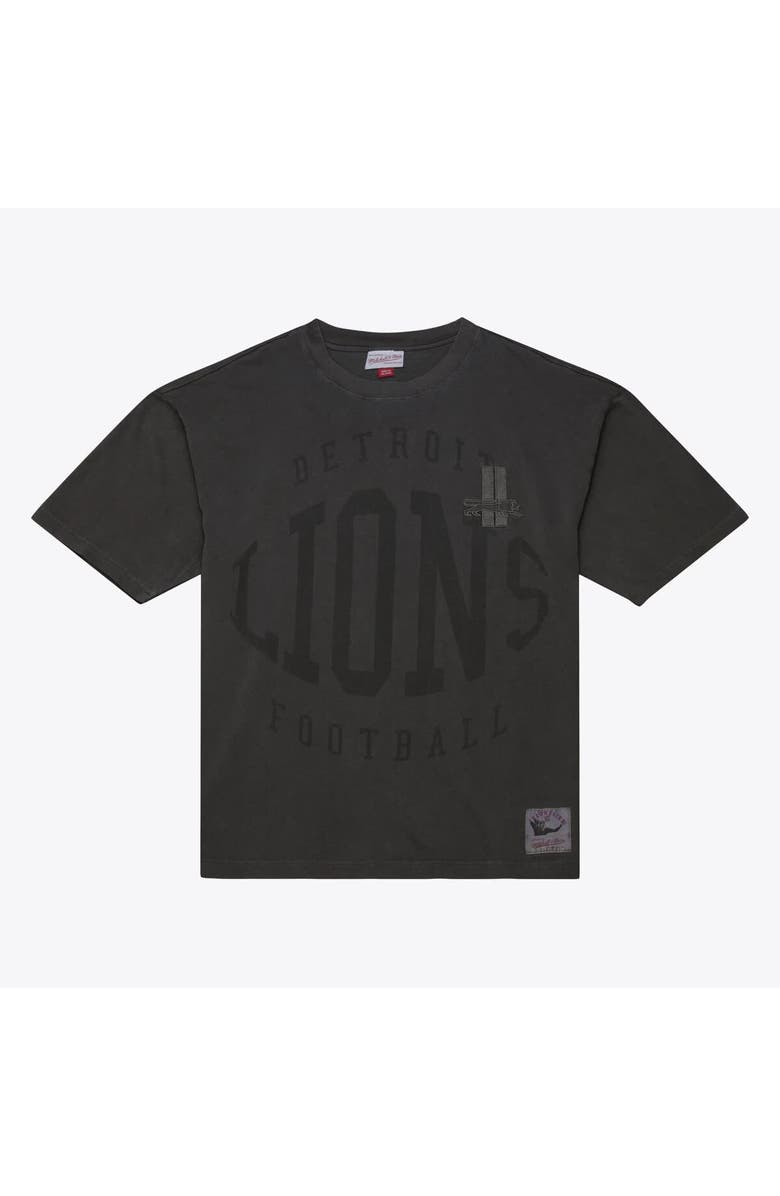 Mitchell & Ness Men's Mitchell & Ness Black Detroit Lions Downtown Collection Premium Vintage Logo T-Shirt, Main, color,