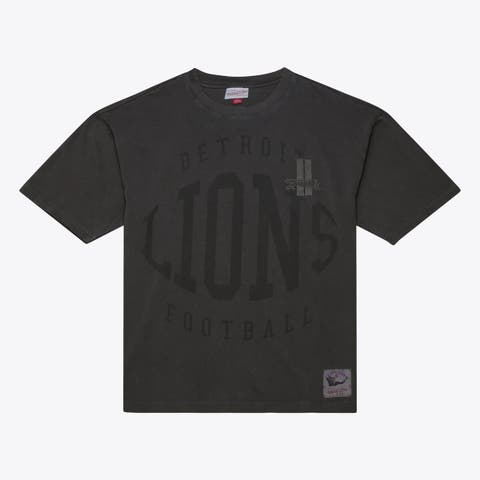 Men's Mitchell & Ness  Black Detroit Lions Downtown Collection Premium Vintage Logo T-Shirt