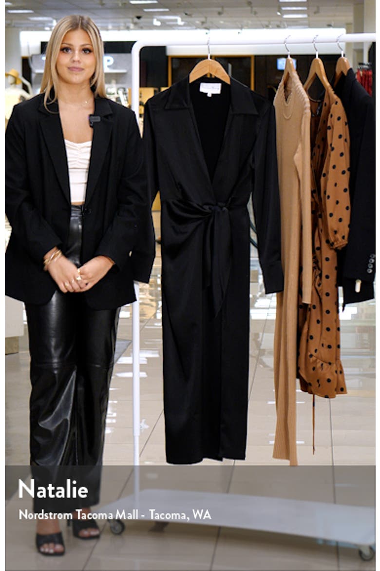 Long Sleeve Satin Midi Wrap Dress video